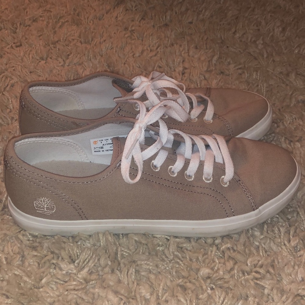 Timberland tan sneakers, size 9, worn once
